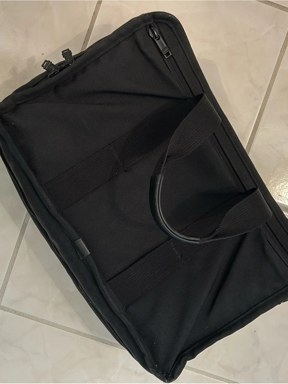 Tumi Black Nylon Laptop Briefcase with Front Zip Pockets